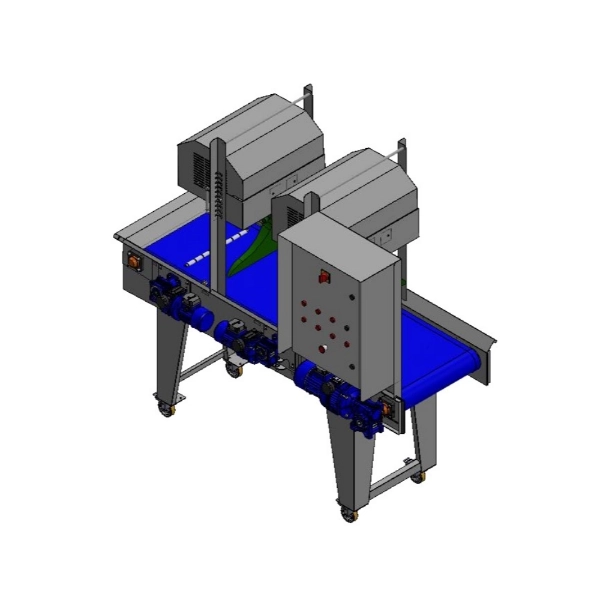 Air blade drying tunnel for water drainage from diced products